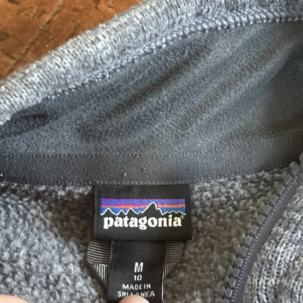 Patagonia Better Sweater Boys Medium 10 Gray Fleece Jacket 1/4 Zip Outdoor
